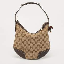 Pre Owned Gucci Beige/Brown GG Canvas and Leather Small Princy Hobo