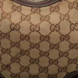 Pre Owned Gucci Beige/Brown GG Canvas and Leather Small Princy Hobo