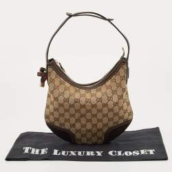 Pre Owned Gucci Beige/Brown GG Canvas and Leather Small Princy Hobo