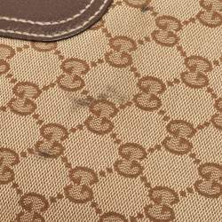 Pre Owned Gucci Beige/Brown GG Canvas and Leather Small Princy Hobo