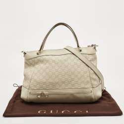 Pre Owned Gucci Off White Guccisima Leather Mayfair Tote
