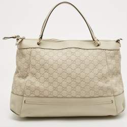 Pre Owned Gucci Off White Guccisima Leather Mayfair Tote