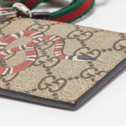 Gucci Beige GG Supreme Canvas and Leather Kingsnake Card Holder Lanyard 