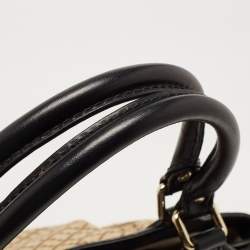 Pre Owned Gucci Beige/Black GG Canvas and Leather Medium Sukey Tote