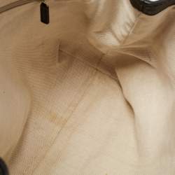 Pre Owned Gucci Beige/Black GG Canvas and Leather Medium Sukey Tote