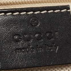 Pre Owned Gucci Beige/Black GG Canvas and Leather Medium Sukey Tote