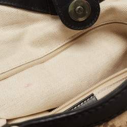 Pre Owned Gucci Beige/Black GG Canvas and Leather Medium Sukey Tote