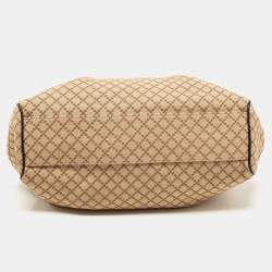 Pre Owned Gucci Beige/Black GG Canvas and Leather Medium Sukey Tote