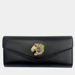 Gucci Rajah Snakeskin Envelope Clutch Bag In Black