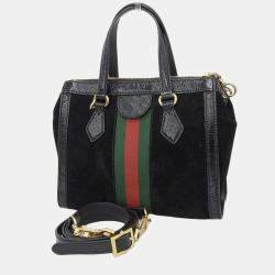 Gucci Black Leather and Suede Ophidia Tote Bag