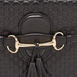Pre Owned Gucci Black Guccissima Leather Emily Chain Shoulder Bag