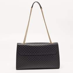 Pre Owned Gucci Black Guccissima Leather Emily Chain Shoulder Bag