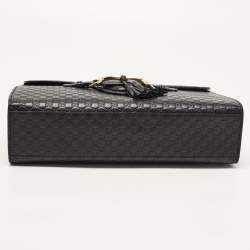 Pre Owned Gucci Black Guccissima Leather Emily Chain Shoulder Bag