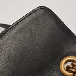 Pre Owned Gucci Black Matelasse Leather Medium GG Marmont Animal Studs Shoulder Bag