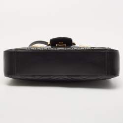 Pre Owned Gucci Black Matelasse Leather Medium GG Marmont Animal Studs Shoulder Bag