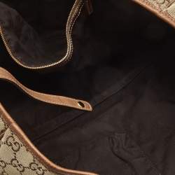 مملوكة مسبقًا حقيبة يد توتس غوتشي GG جلد وكانفاس بني/بيج كبيرة