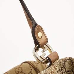 مملوكة مسبقًا حقيبة يد توتس غوتشي GG جلد وكانفاس بني/بيج كبيرة