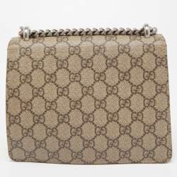 Pre Owned Gucci Beige GG Supreme Canvas and Suede Mini Dionysus Shoulder Bag