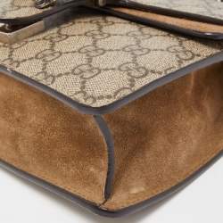 Pre Owned Gucci Beige GG Supreme Canvas and Suede Mini Dionysus Shoulder Bag