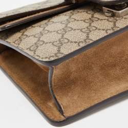 Pre Owned Gucci Beige GG Supreme Canvas and Suede Mini Dionysus Shoulder Bag
