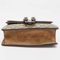 Pre Owned Gucci Beige GG Supreme Canvas and Suede Mini Dionysus Shoulder Bag