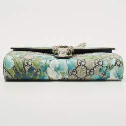 Gucci Blue/Beige GG Blooms Supreme Canvas and Leather Dionysus Wallet On Chain