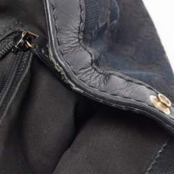 Pre Owned Gucci Black GG Canvas and Leather Medium Sukey Tote