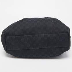 Pre Owned Gucci Black GG Canvas and Leather Medium Sukey Tote
