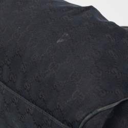 Pre Owned Gucci Black GG Canvas and Leather Medium Sukey Tote