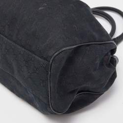 Pre Owned Gucci Black GG Canvas and Leather Medium Sukey Tote