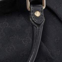 Pre Owned Gucci Black GG Canvas and Leather Medium Sukey Tote