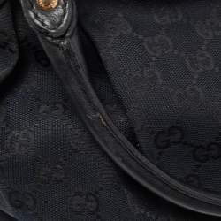 Pre Owned Gucci Black GG Canvas and Leather Medium Sukey Tote