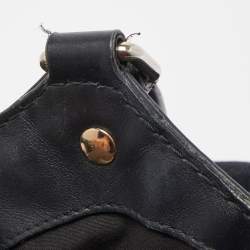 Pre Owned Gucci Black GG Canvas and Leather Medium Sukey Tote