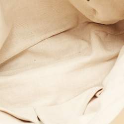 Pre Owned Gucci Beige/Metallic Pink GG Canvas and Leather Medium Scarlett Stud Tote