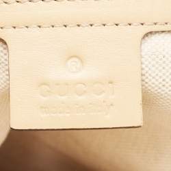 Pre Owned Gucci Beige/Metallic Pink GG Canvas and Leather Medium Scarlett Stud Tote