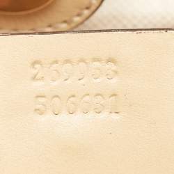 Pre Owned Gucci Beige/Metallic Pink GG Canvas and Leather Medium Scarlett Stud Tote