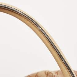 Pre Owned Gucci Beige/Metallic Pink GG Canvas and Leather Medium Scarlett Stud Tote