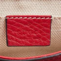 Pre Owned Gucci Red Leather Soho Flap Chain Crossbody Bag
