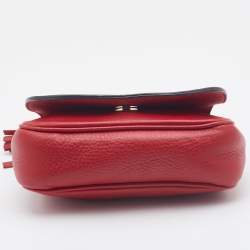 Pre Owned Gucci Red Leather Soho Flap Chain Crossbody Bag