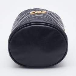 Gucci Black Matelassé Leather Mini GG Marmont Bucket Bag