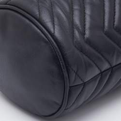 Gucci Black Matelassé Leather Mini GG Marmont Bucket Bag