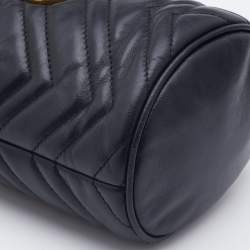Gucci Black Matelassé Leather Mini GG Marmont Bucket Bag