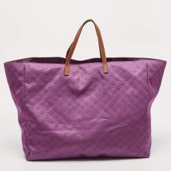 Pre Owned Gucci Purple Nylon Guccissima Shopper Tote Bag