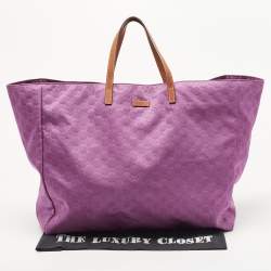 Pre Owned Gucci Purple Nylon Guccissima Shopper Tote Bag