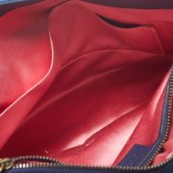 Gucci Blue Matelassé Denim Medium Pearl Embellished GG Marmont Shoulder Bag