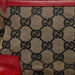 Gucci Red/Beige GG Canvas and Leather Flat Pouch