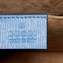 Gucci Blue Floral Print Leather Mini Web Sylvie Top Handle Bag