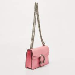 Pre Owned Gucci Pink Alligator Mini Dionysus Shoulder Bag