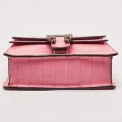 Pre Owned Gucci Pink Alligator Mini Dionysus Shoulder Bag