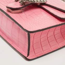 Pre Owned Gucci Pink Alligator Mini Dionysus Shoulder Bag